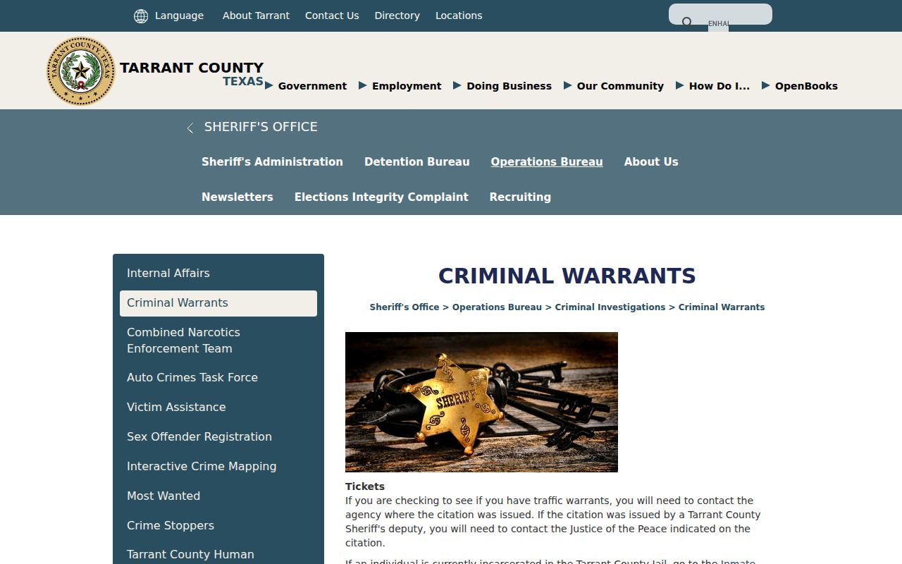 Texas active warrant search public release policy text