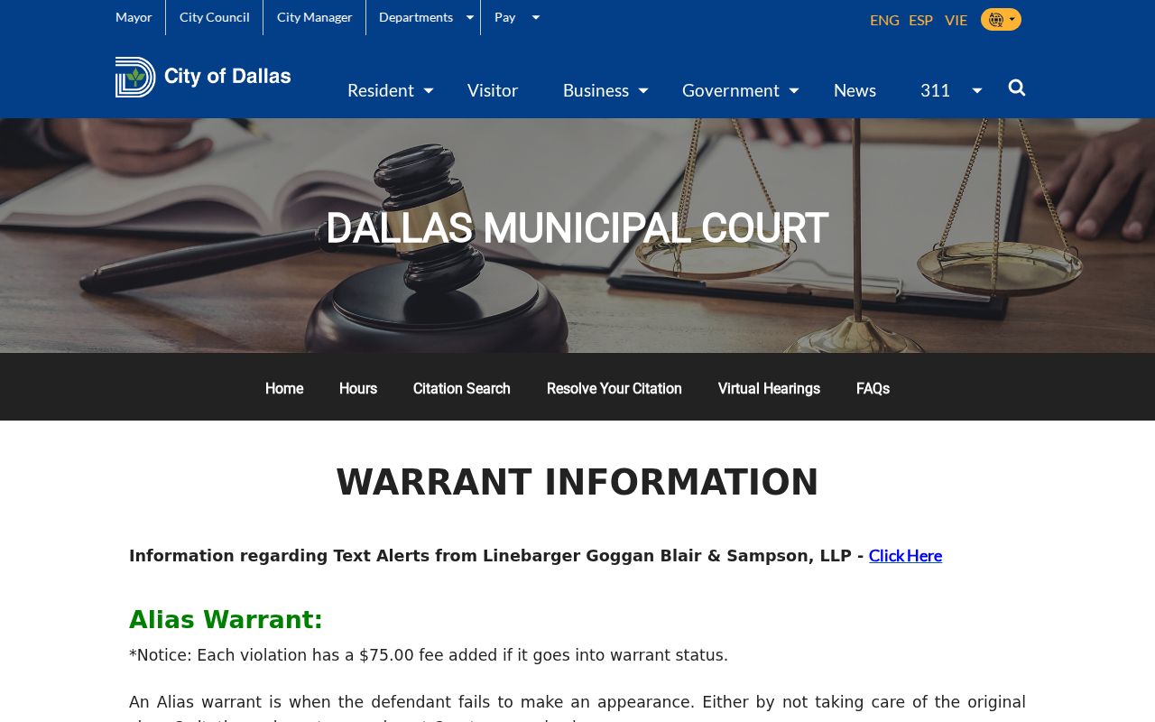 Texas city court warrant type definitions and municipal court terms